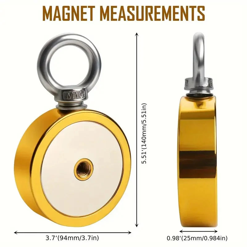 FINDMAG 1725 lbs Magnets Fishing Kit Fishing Magnet, 3.7" Diameter Fishing Magnet Kit for Magnetic Fishing and Retrieving Items