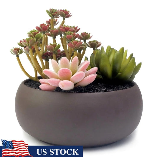 Unglazed Round Ceramic Planter Pot For Succulents Indoors