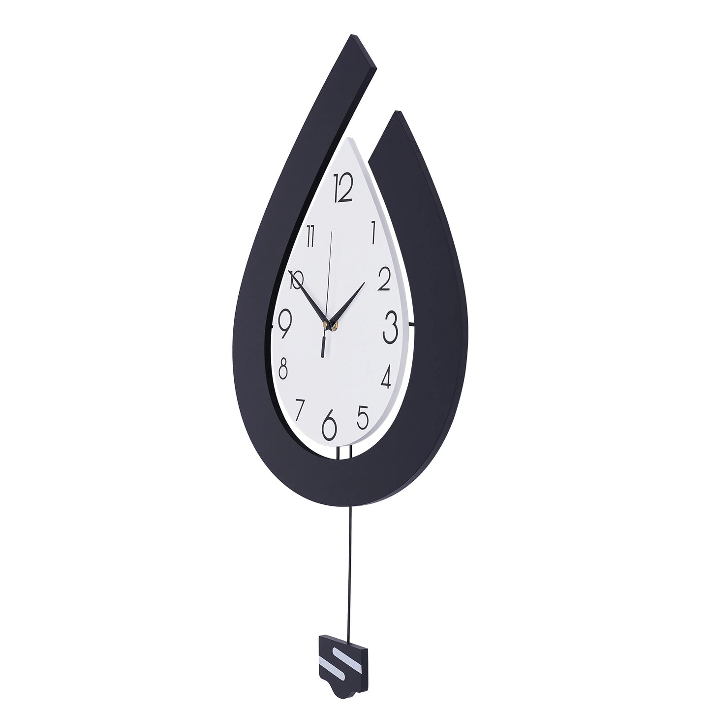 Loyalheartdy Large Swing Wall Clock for Living Room Modern Decor Silent Pendulum Wall Mount Teardrop Shape Clock Decoration