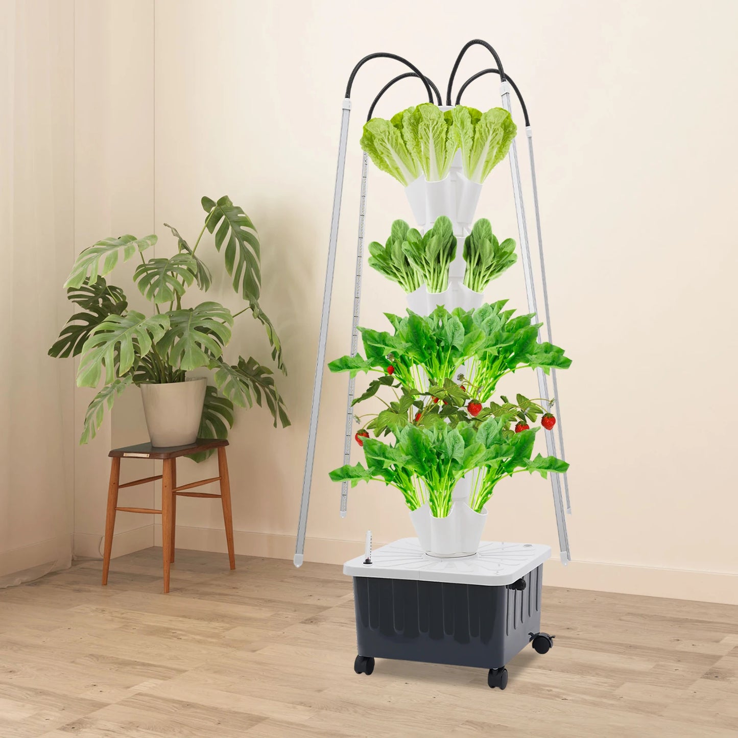 Indoor Hydroponic Vertical Garden Kit With Grow Lights
