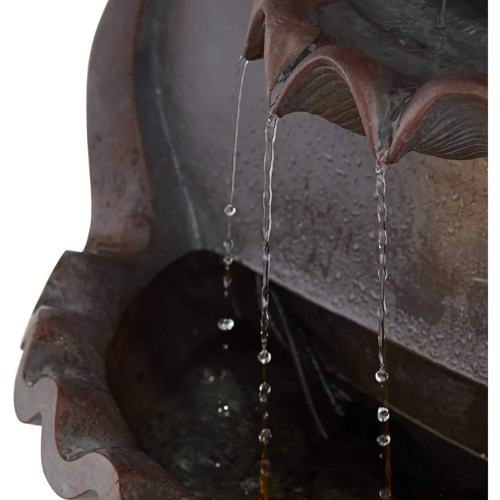 Elegant Lion Head Fountain With Bronze Finish And LED Light