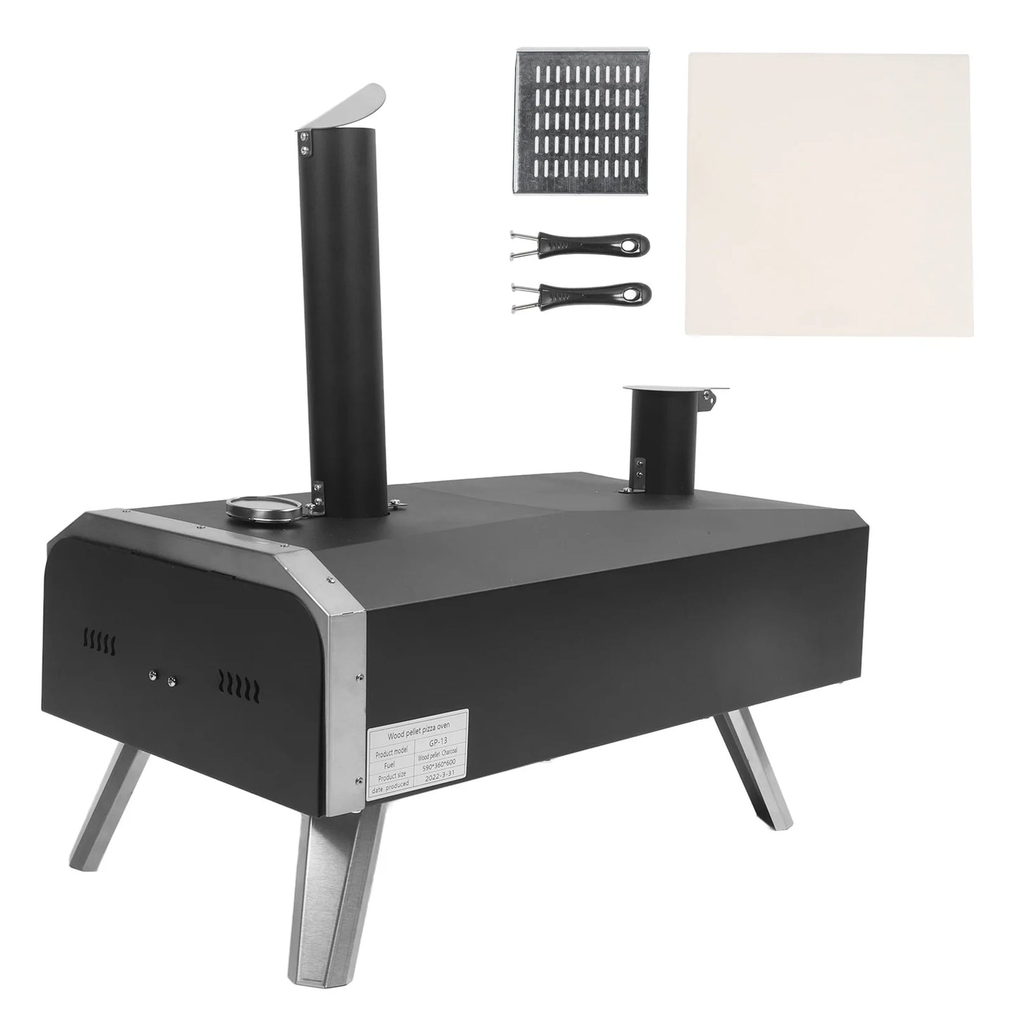 Outdoor Pizza Oven Wood Fired Maker Outside Stove 12in Portable Stainless Steel Wood Burning Outdoor Pizza Oven for Backyard