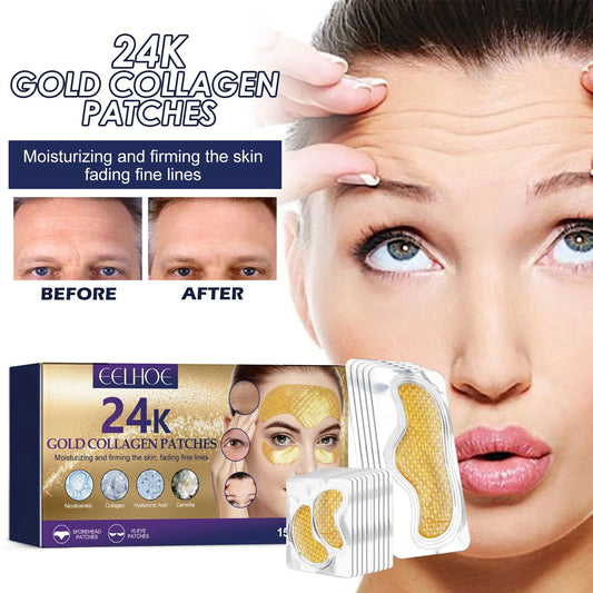 24k Gold Eye Mask Lifting Forehead Line Removal Eye Bag Firming Anti Aging Frown Treatment Smoothing Anti Wrinkle Forehead Patch