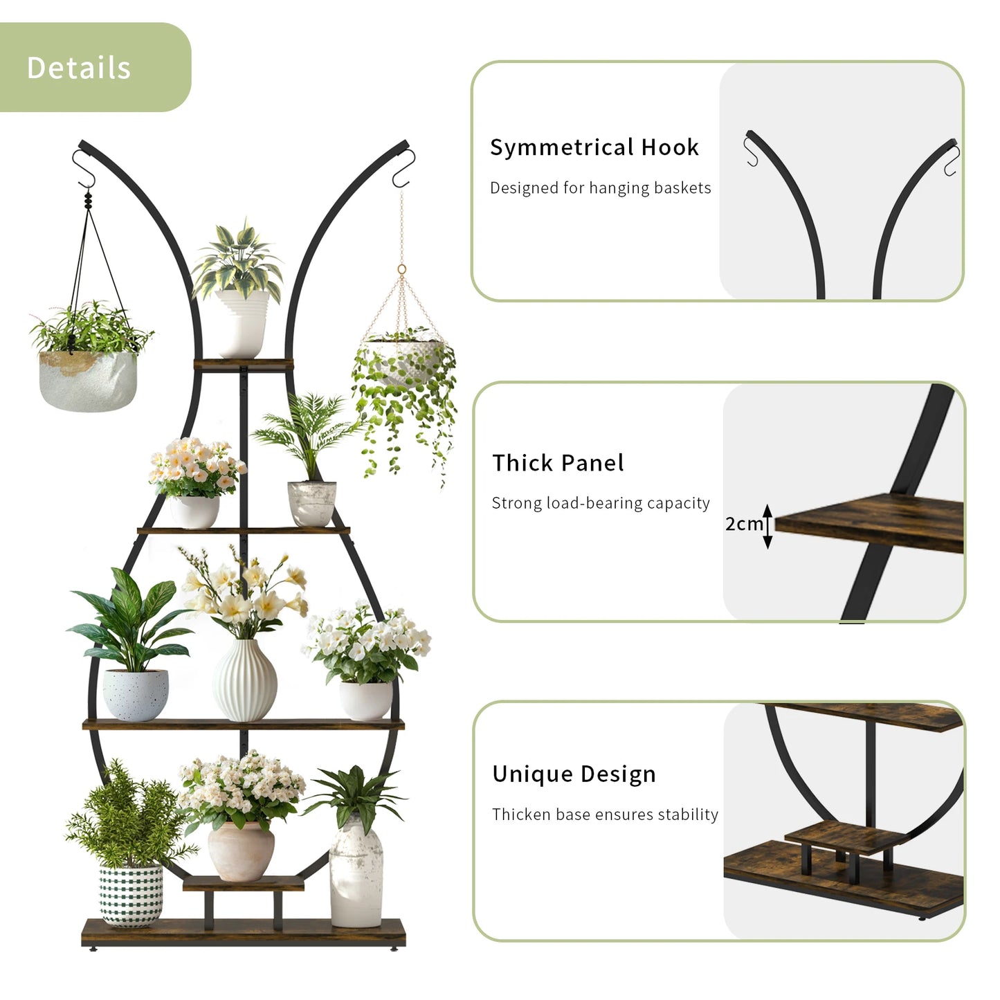 Vase Plant Stand 5 Tier Planter Display Rack Garden Decor