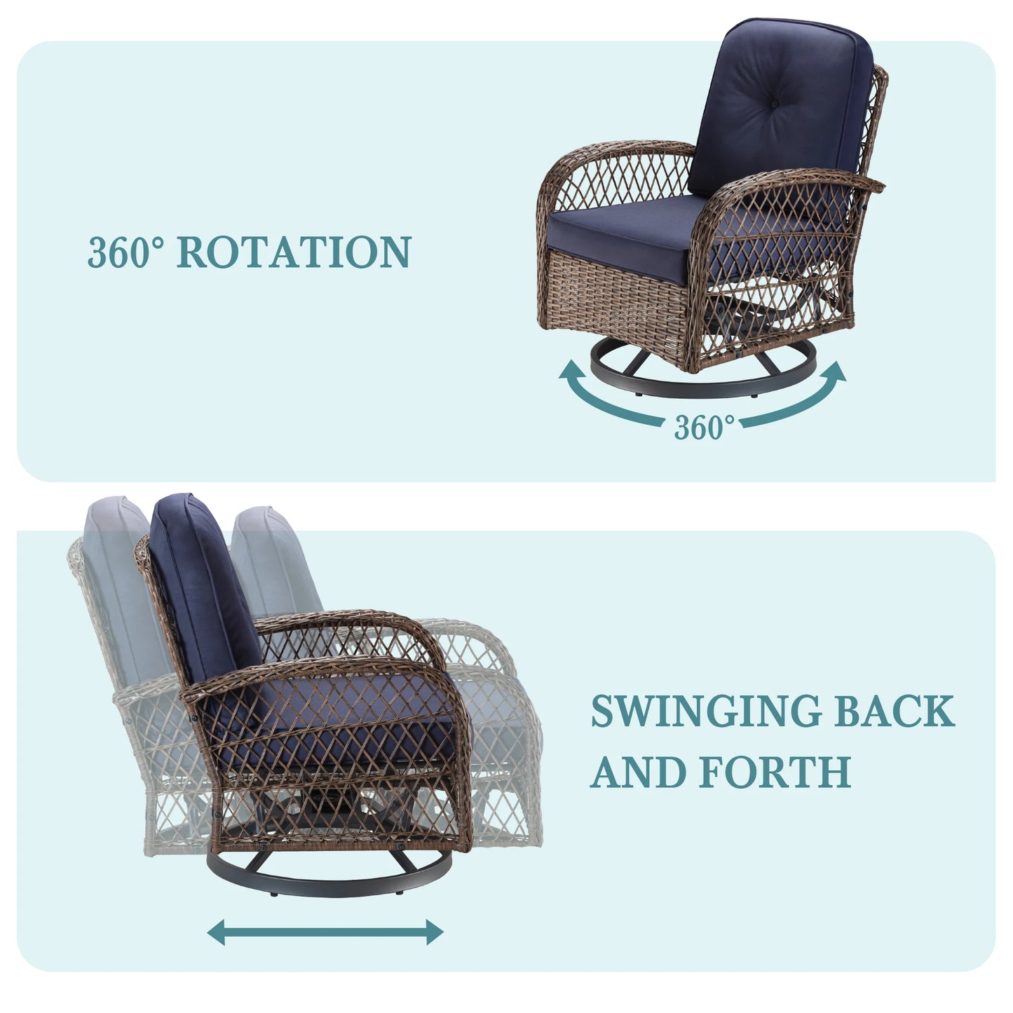 Hoomic 3 Piece Patio Furniture Set Outdoor Rocking Cushions
