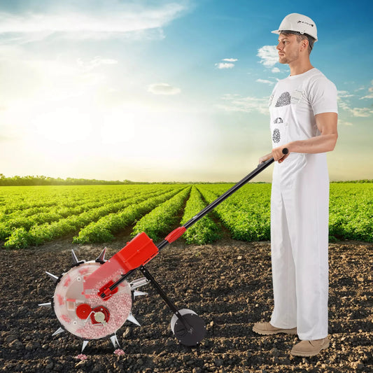 Hand-Push 10-Hole Seeder – Walk-Behind Garden and Row Crop Planter for Agriculture
