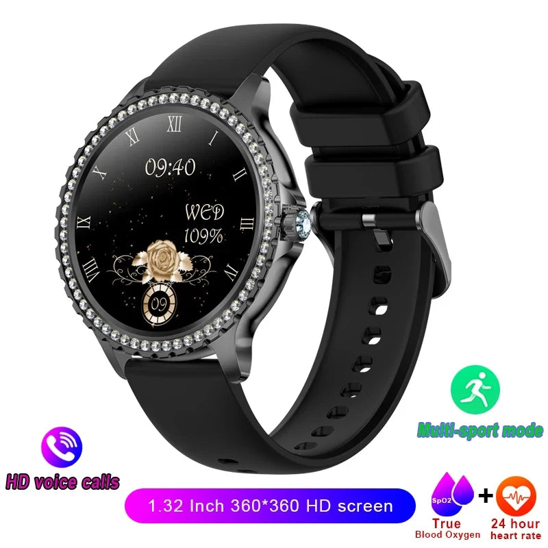 Xiaomi Mijia Women Smart Watch True Blood Oxygen 1.32Inch 360*360 HD Screen Diamond Bracelet Bluetooth Call Ladies