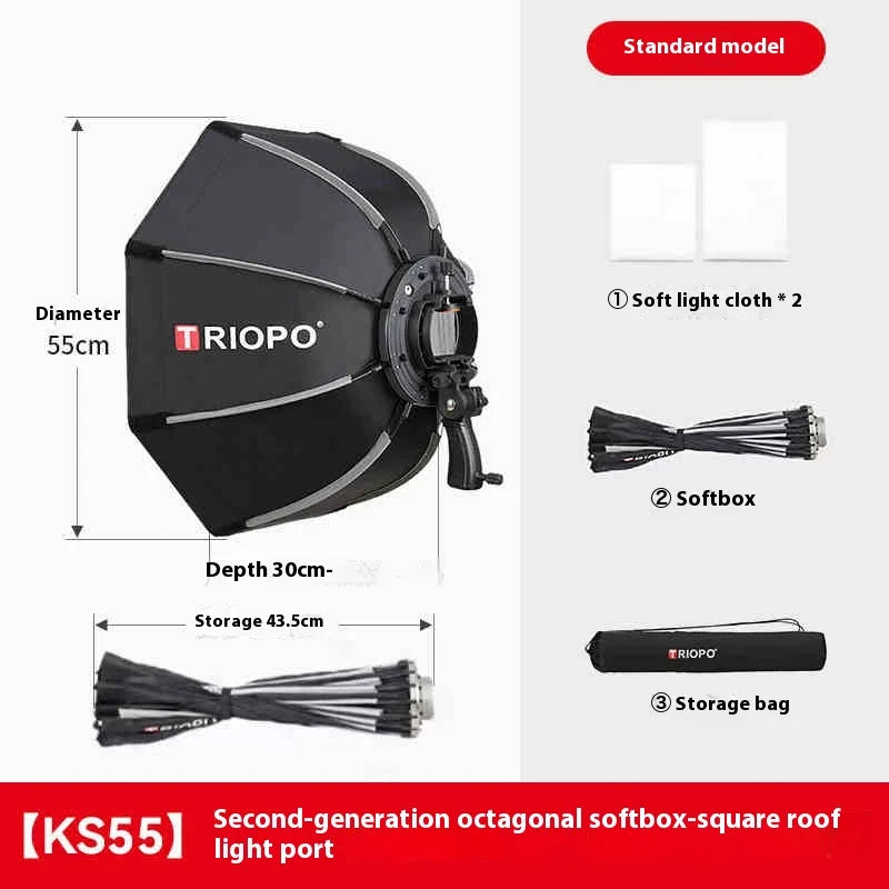 Triopo 90cm Speedlite Portable Octagon Umbrella Softbox+2M 1/4 Screw Light Stand Tripod Suit for Godox Speedlite Flash Light