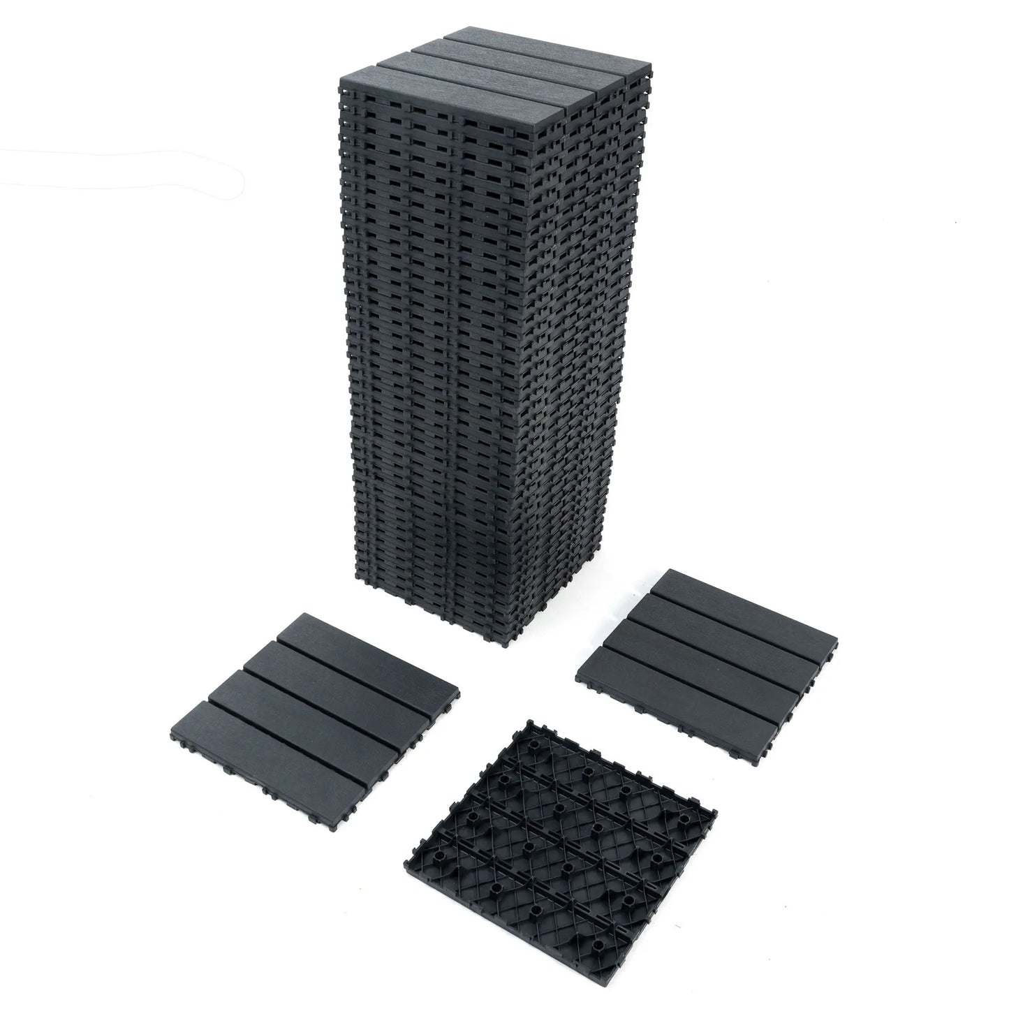44 Pack Wood grain Interlocking Patio Deck Tiles- 12x12 Inch, Easy Install for Poolside, Balcony, Backyard-Durable Polypropylene