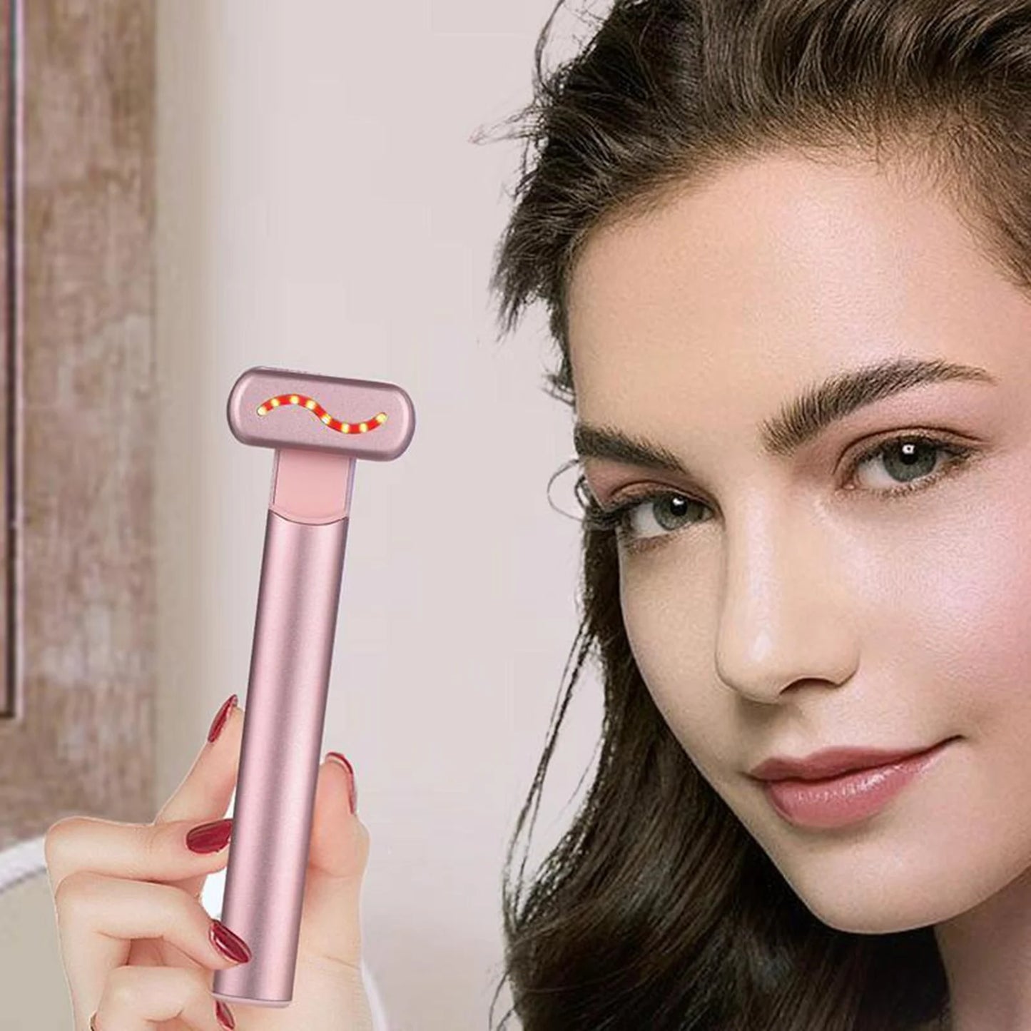 Eye Massager Wand Eye Massager Wand Rechargeable Heated Vibration Electric Facial Beauty Device for Skin Care at Home Pink