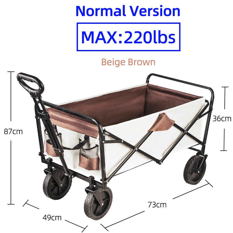 Collapsible Folding Utility Beach Cart Wagon Heavy Duty Large Capacity Fold Wagon Outdoor Trolley