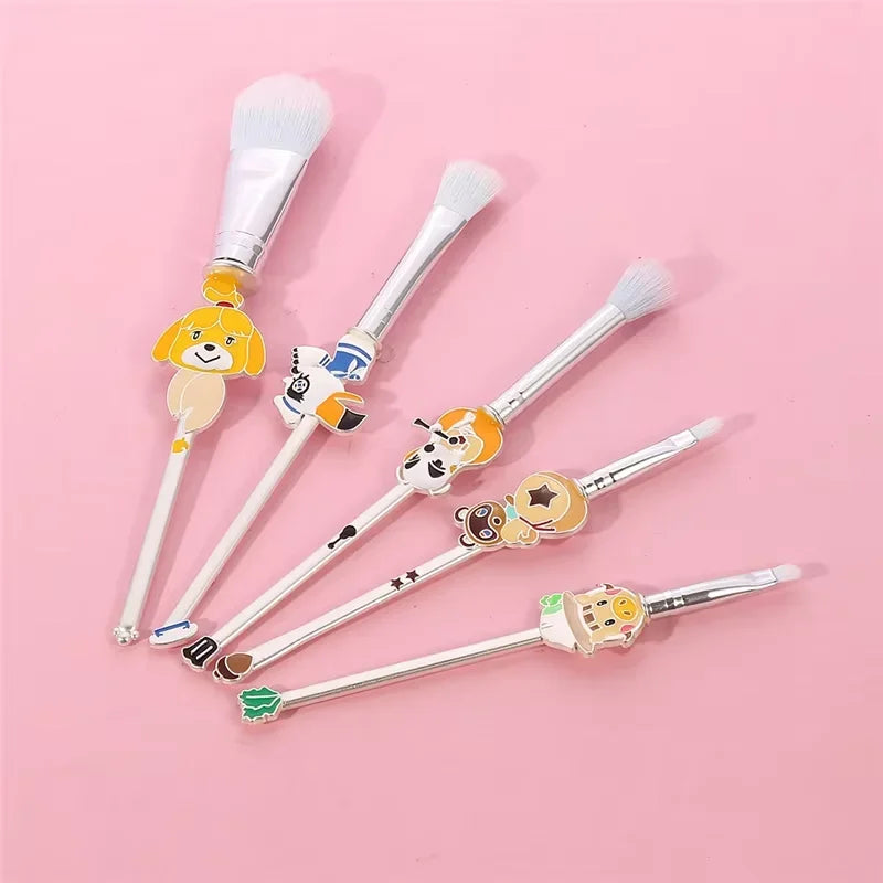 Cute Cartoon Animal Crossing Brush Set, Foundation Eye Makeup Brush, Eyeliner Lip Brush, Women's Face Cosmetic Tools, Lover's Gi