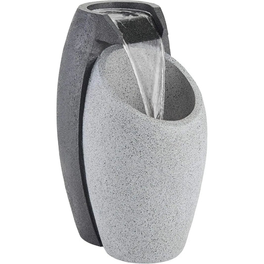 Large 25 Inch Modern Faux Stone Floor Fountain Outdoor LED