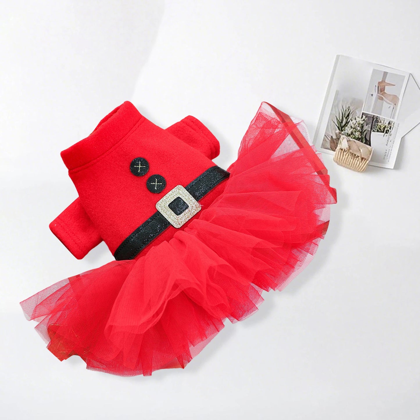 Dog Christmas Dress Snap Button Santa Claus Puppy Dress Pet Holiday Clothes For Small Dogs And Cats
