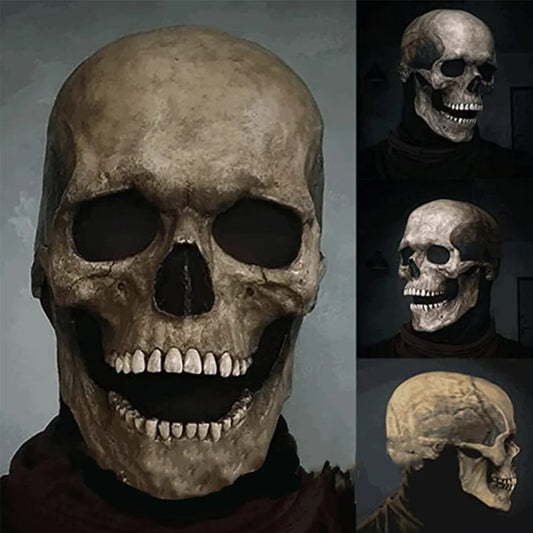 Halloween Full Head Skull Mask Movable Mouth Horror Helmet