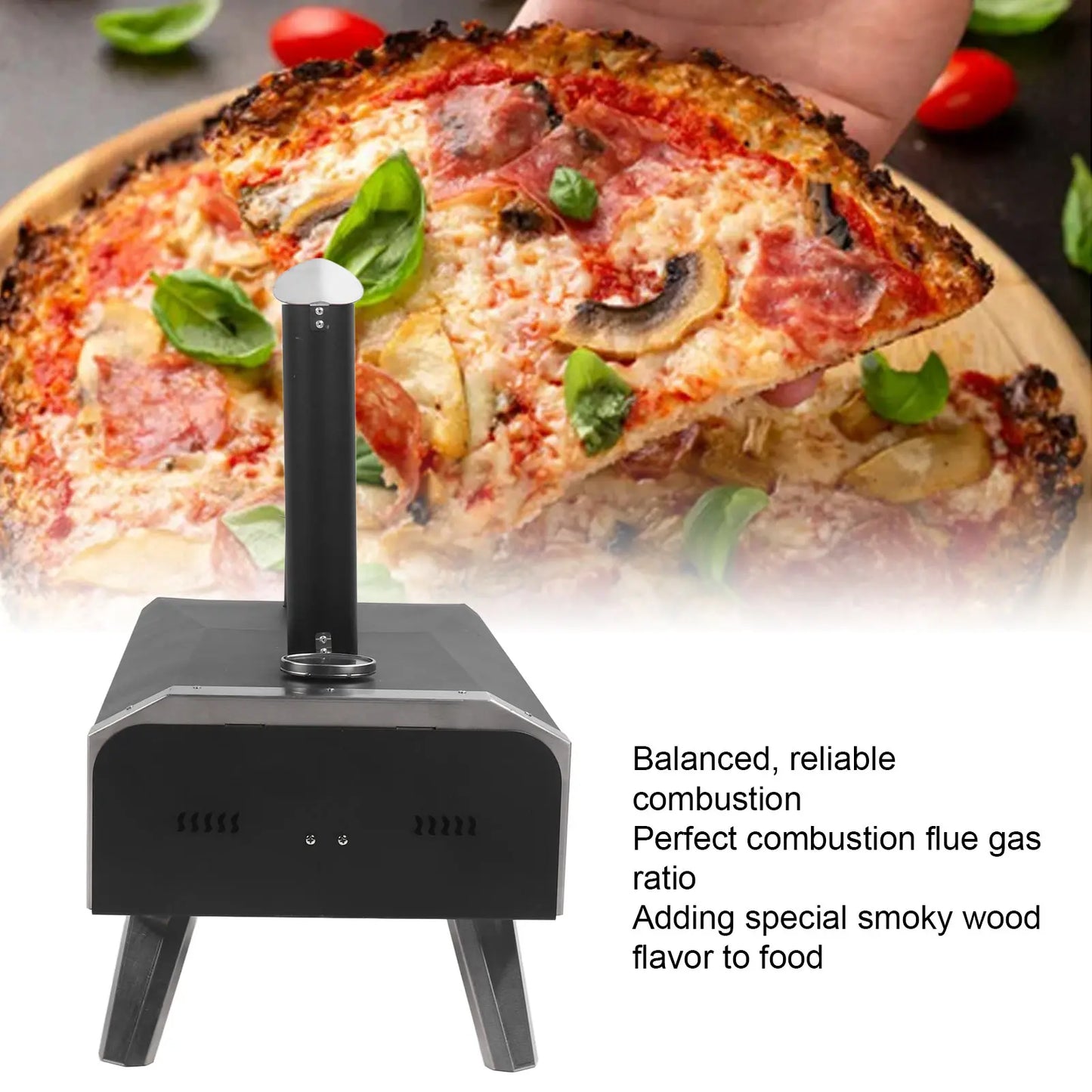 Outdoor Pizza Oven Wood Fired Maker Outside Stove 12in Portable Stainless Steel Wood Burning Outdoor Pizza Oven for Backyard