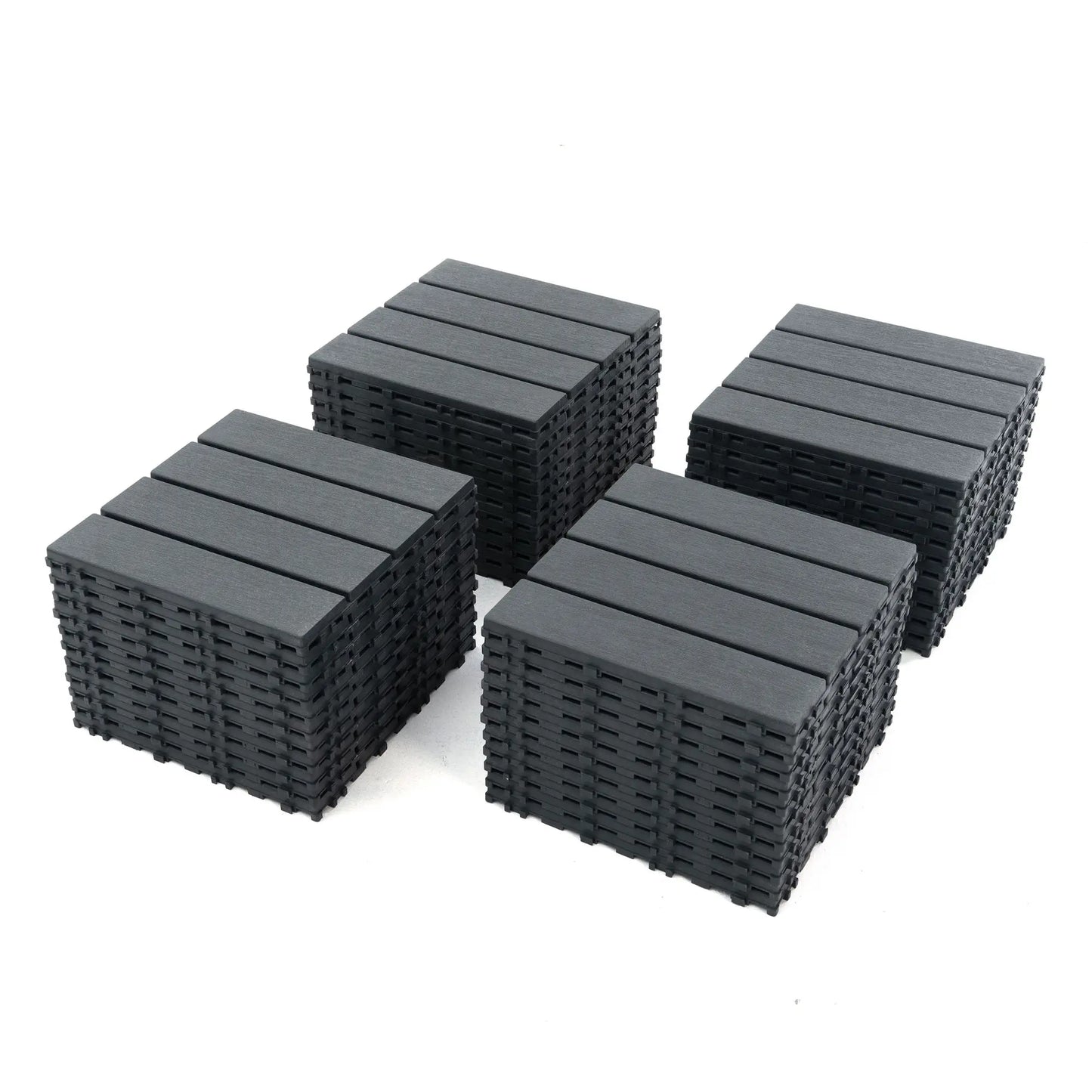 44 Pack Wood grain Interlocking Patio Deck Tiles- 12x12 Inch, Easy Install for Poolside, Balcony, Backyard-Durable Polypropylene