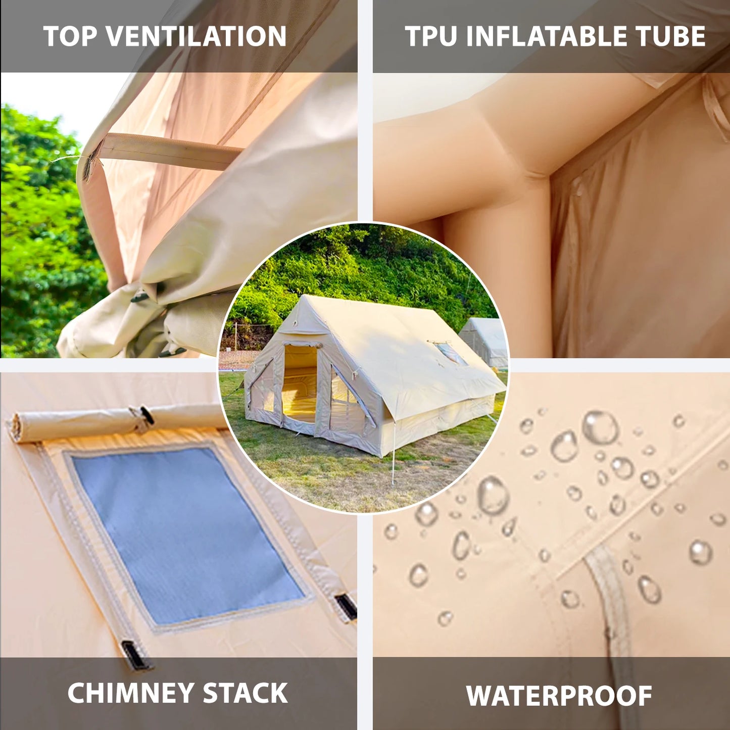 Large Inflatable Camping Tent With Hand Pump Easy Setup