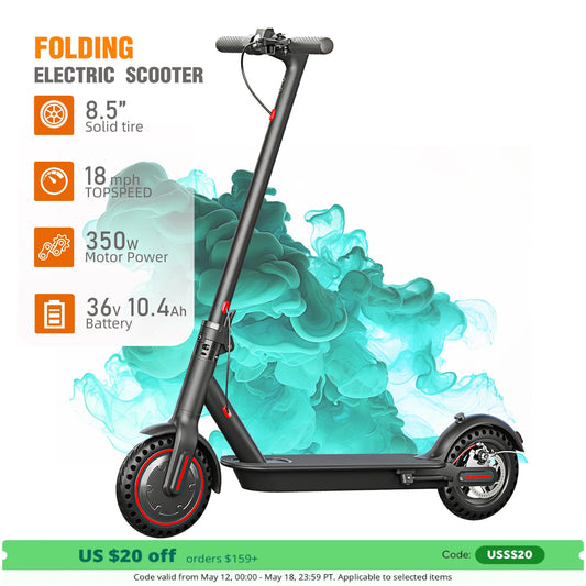 350W Foldable Electric Scooter for Adults Teens Explosion-proof Tires Dual Brake Lightweight APP