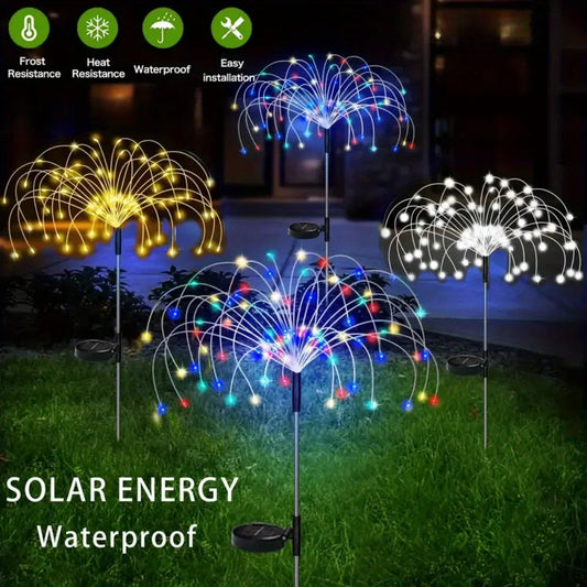 2/4/6/8/12pcs 200LED Outdoor Solar Fireworks Lights Waterproof Solar Garden Flower Lights 8 Lighting Modes Yard Patio Decoration