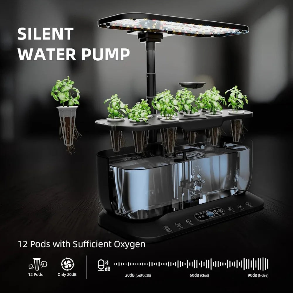 SmartG12 Hydroponics Growing System, 12 Pods Indoor Garden with 36W LED Grow Light Full-Spectrum, APP & WiFi Controlled