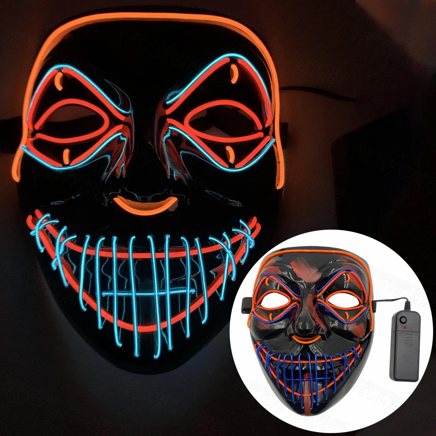 Halloween LED Mask Neon Glow Party Masquerade Mask Glow