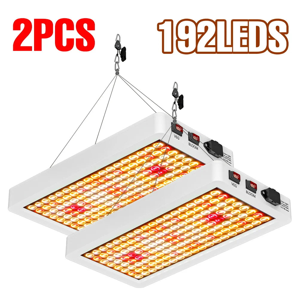 Two Pack 800W LED Grow Lamp Full Spectrum Plant Light 110V