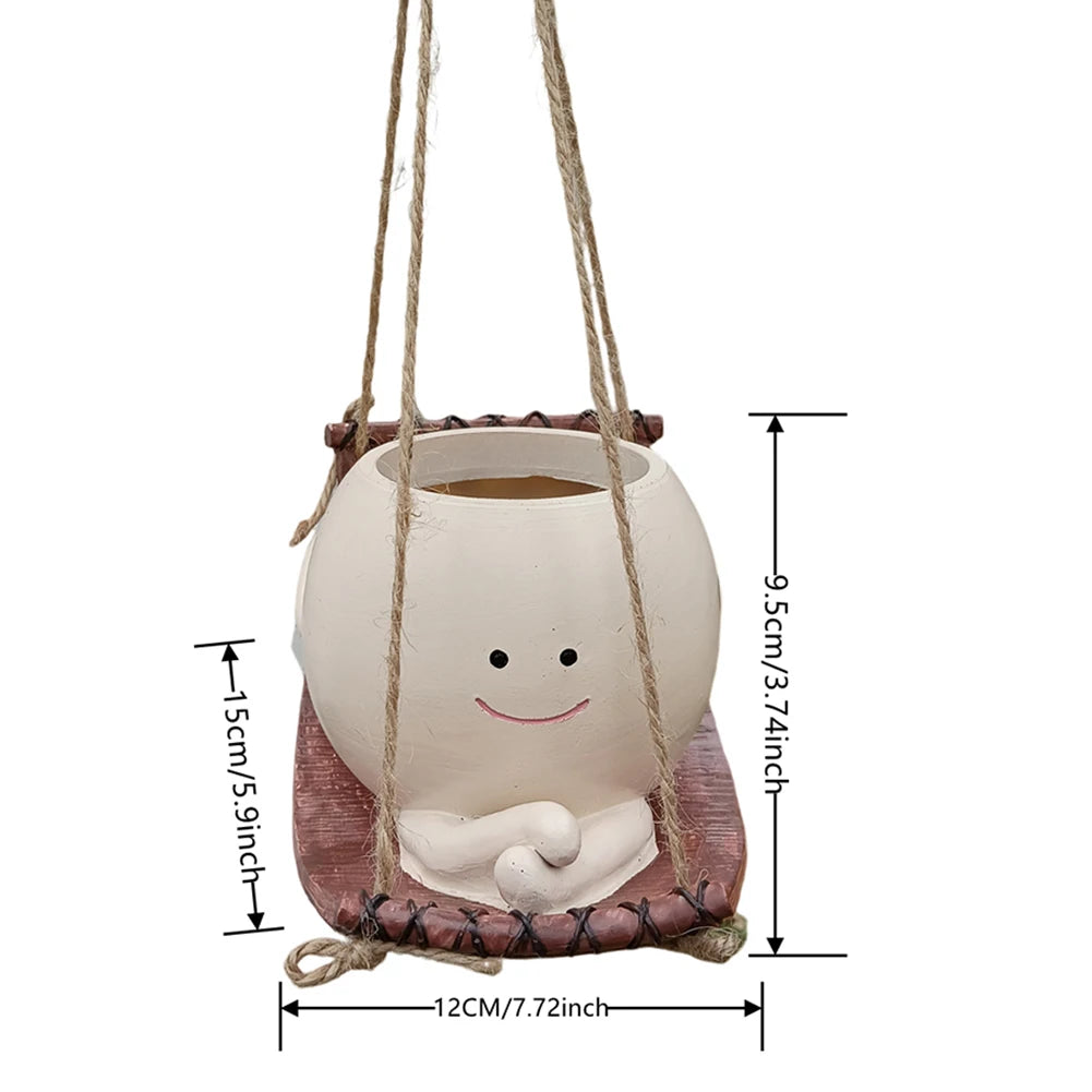 Face Head Planter Resin Smiling Face Planter Creative Wall Hanging Head Planter Multifunctional Home Garden Patio Accessories