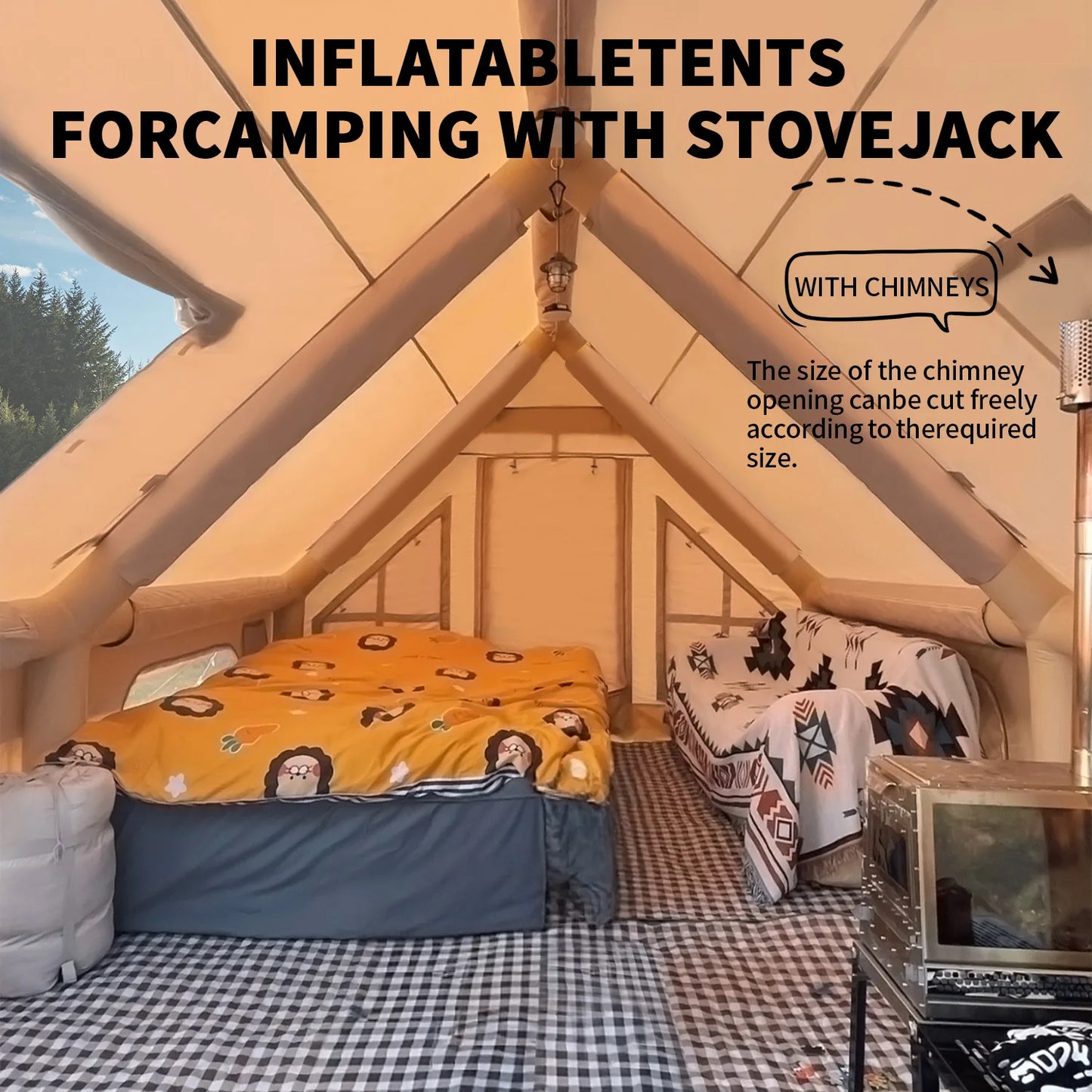Large Inflatable Camping Tent With Hand Pump Easy Setup