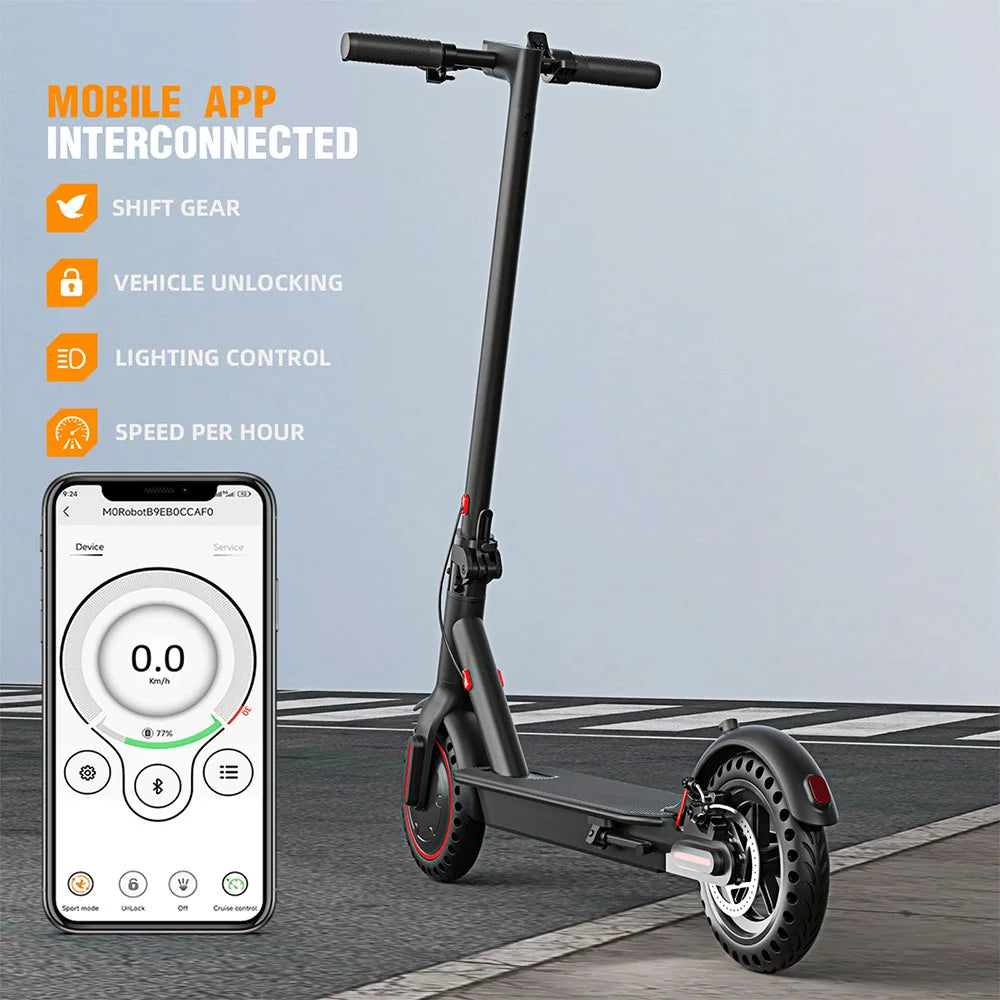 350W Foldable Electric Scooter for Adults Teens Explosion-proof Tires Dual Brake Lightweight APP