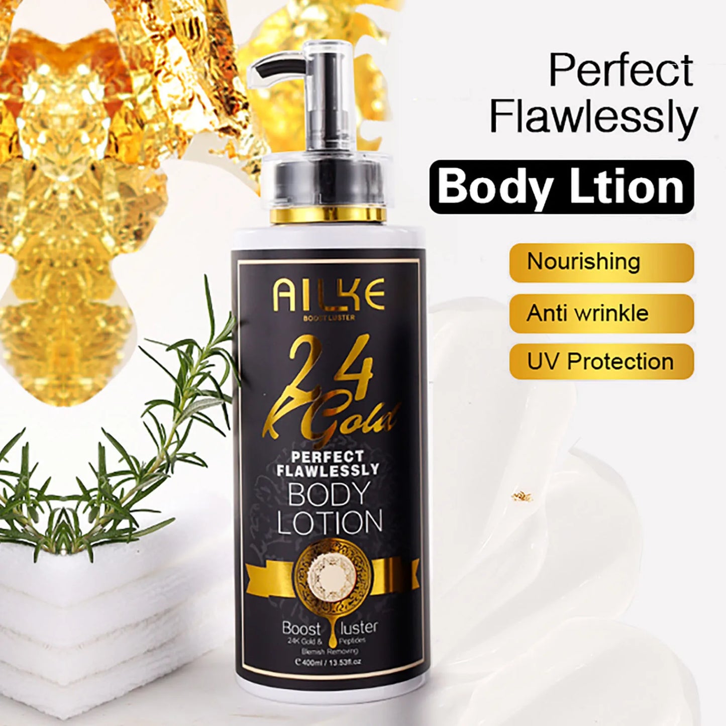 AILKE 24k Gold Perfect Flawlessly Soap, Brighten Skin, Oil Control, Exfoliating, Long-Lasting Scent, For Face & Body, 200g/7 oz