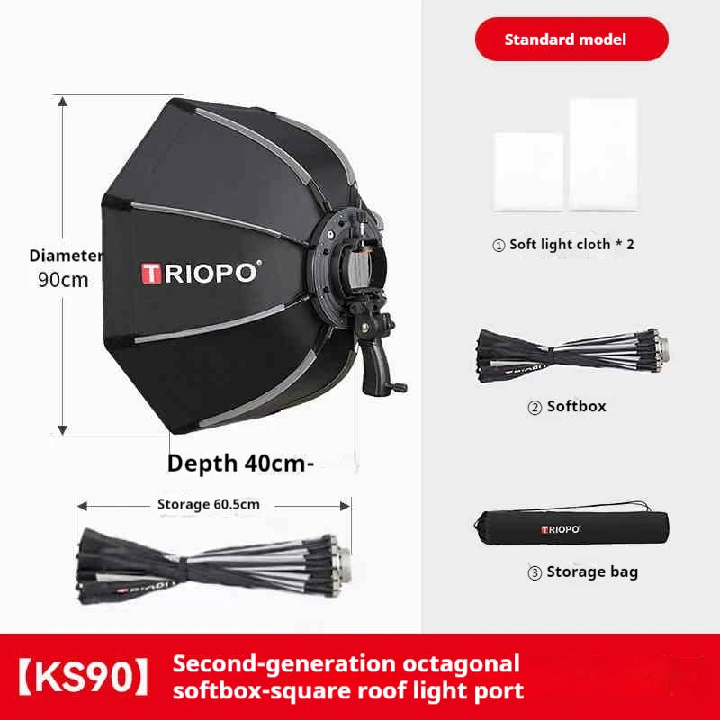 Triopo 90cm Speedlite Portable Octagon Umbrella Softbox+2M 1/4 Screw Light Stand Tripod Suit for Godox Speedlite Flash Light