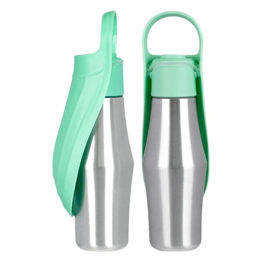 Dog Water Bottle 27oz Stainless Steel Travel Water Dispenser Pet Accessories 2 In 1 Dog Water Bowl for Travel Outings Camping