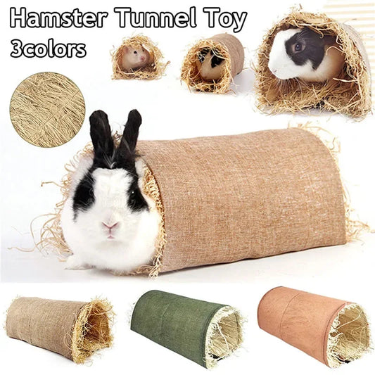 Rabbit Hideaway Toy Grass Straw Bunny Toy Tunnel Hamster Accessories For Guineapig Chinchilla Ferret Rats Rodent Cage NEW