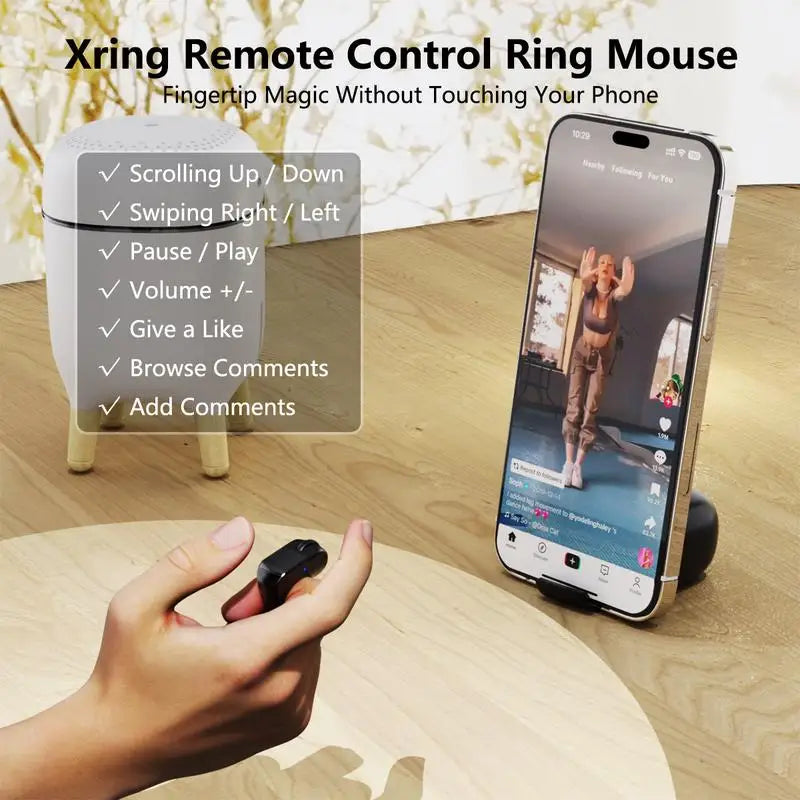 Xring Mouse Ring Remote Control with Touchpad, Bluetooth/2.4G Wireless Scrolling Ring Air Mouse for Short Video, Page Turner