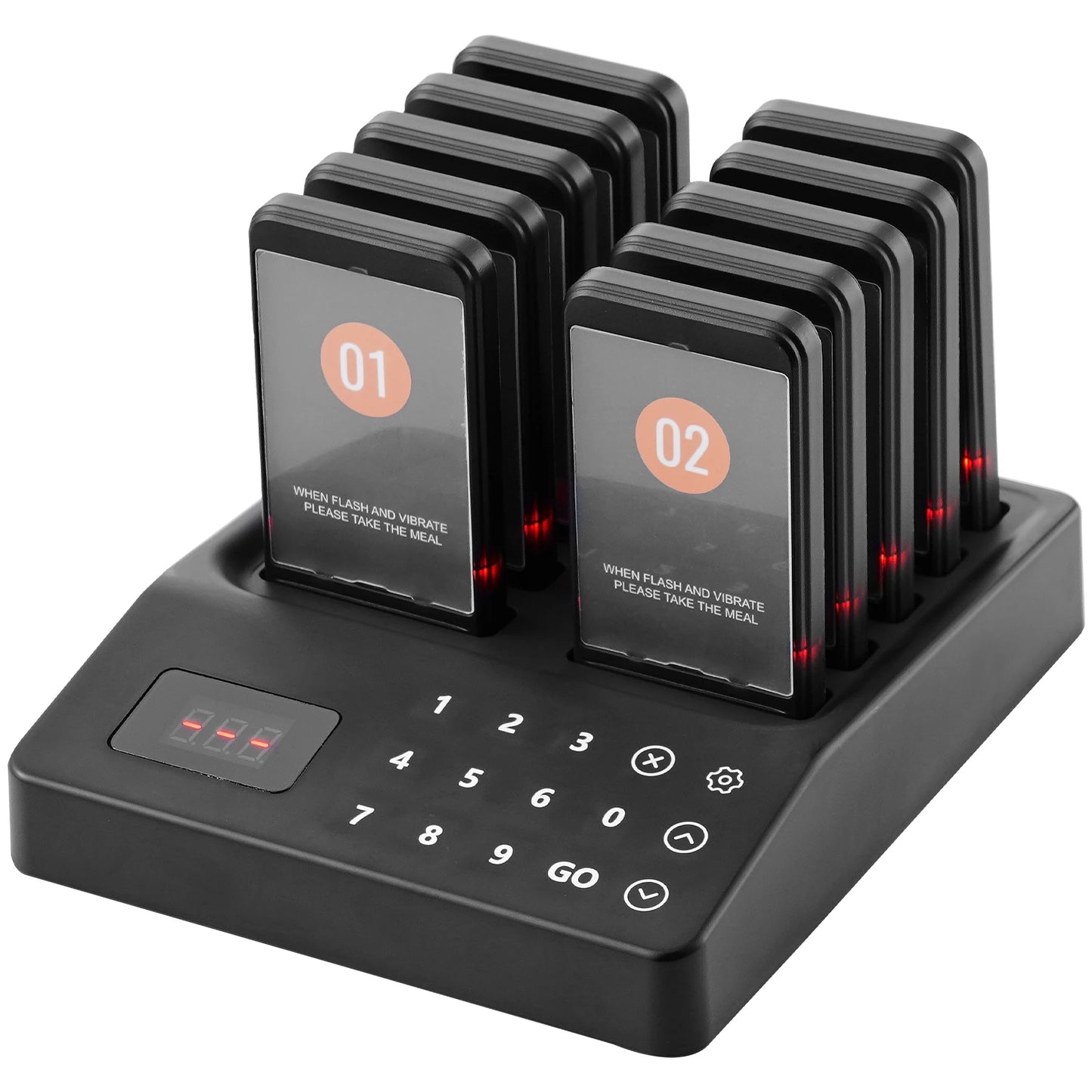 SucceBuy Wireless Restaurant Buzzer Pager 10-20 Coasters Paging Guest Calling Queuing System Touch Screen for Coffee Shop