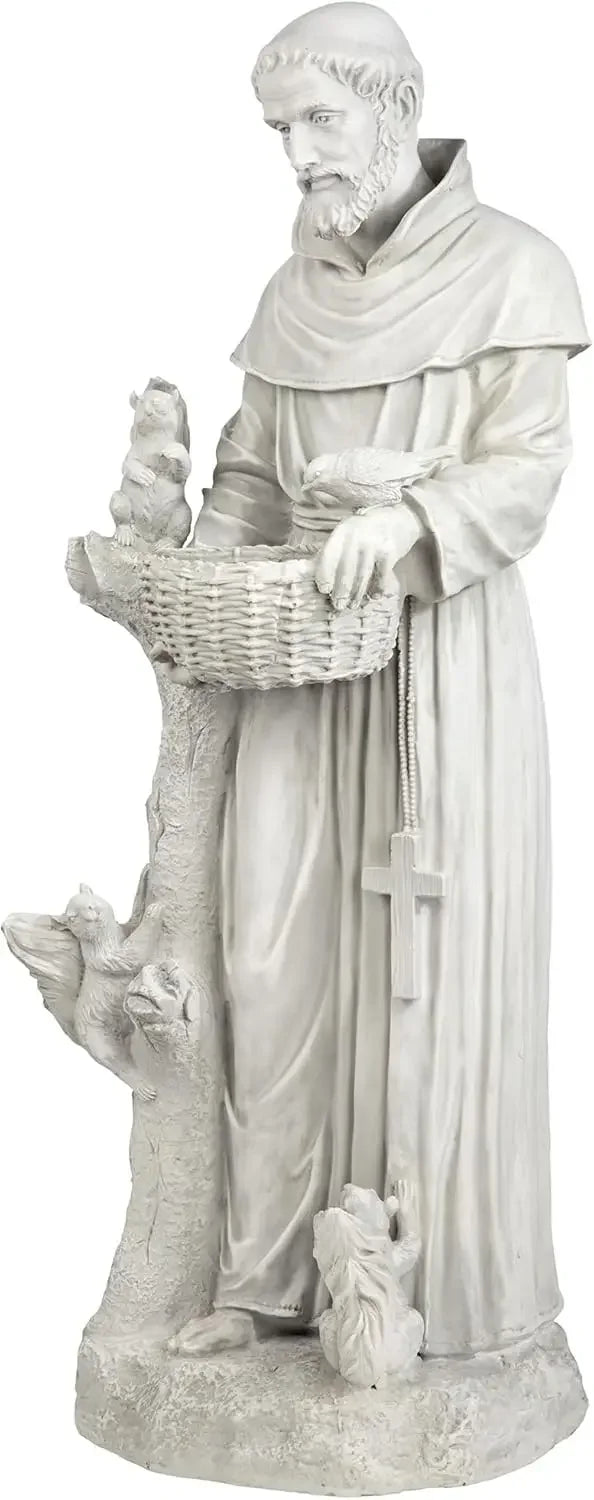 Hot sale.Nature's Nurturer Francis Assisi Religious Garden Decor Statue Bird Bath Feeder, 37 inch, Cast Stone Resin, Antique Sto