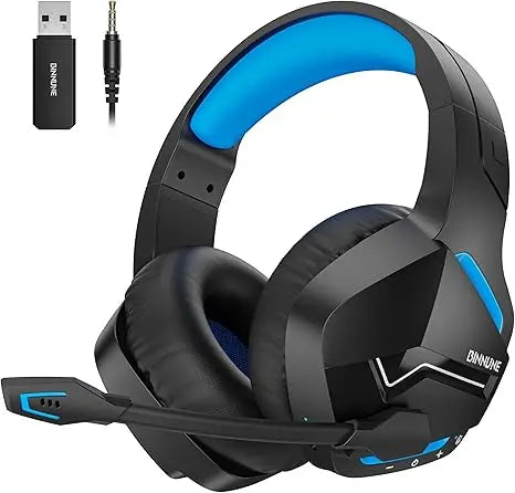 Binnune BW01 Wireless Gaming Headset with Microphone for PC PS4 PS5 2.4G Bluetooth USB Gamer Headphones with Mic for Laptop Computer