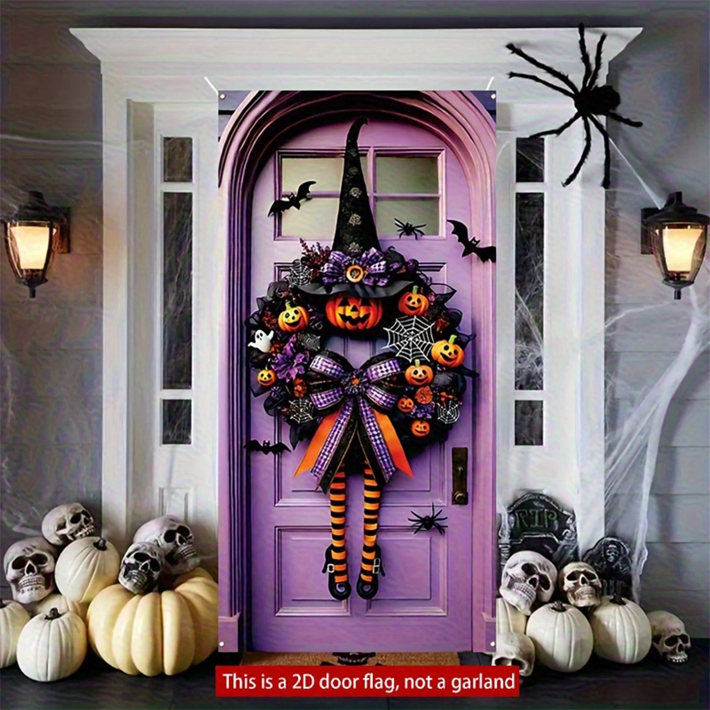 Halloween Party Decor Set Pumpkin Witch Wreath Door Cover