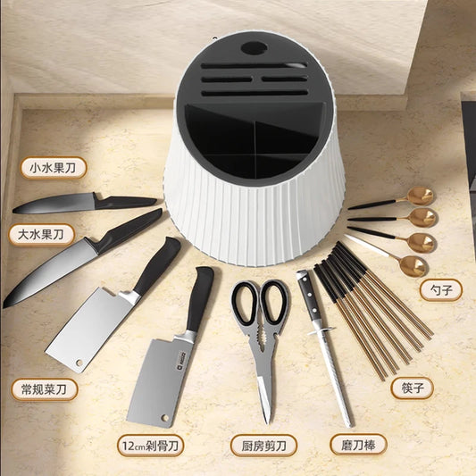 360 Degree Rotate Utensil Holder With Drainage Countertop