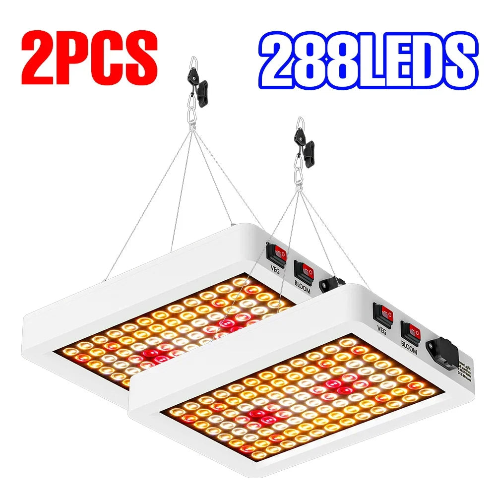 Two Pack 800W LED Grow Lamp Full Spectrum Plant Light 110V