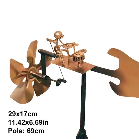 Drummer Windmill Handmade Metal Percussionist Figurine Rockin Art Garden Decor for Music Lovers & Collectors Yard Ornaments