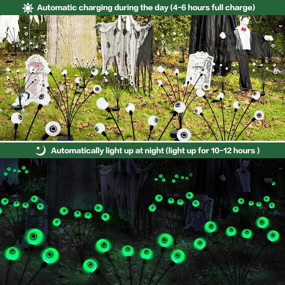 2/4/6 Pack Halloween Decorations Outdoor Solar Scary Eyeball Lights, Purple/Green Eyeball Lights, For Yard/ Garden/ Party Decor