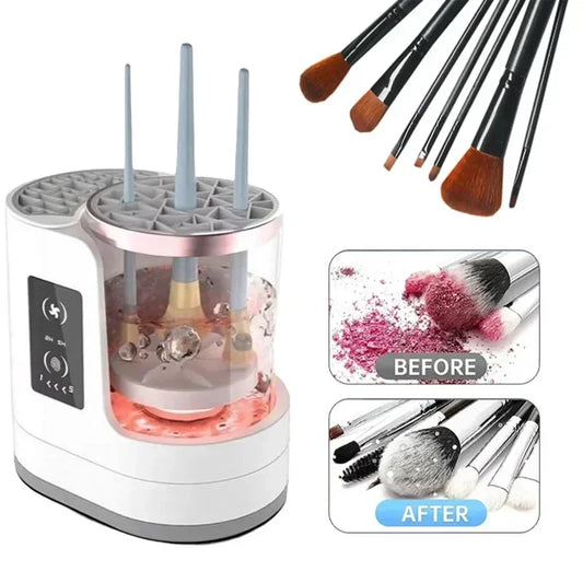 3 in 1 Electric Makeup Brush Cleaner with Brush Dryer-Portable Automatic USB Cosmetic Brush Cleaning Tool