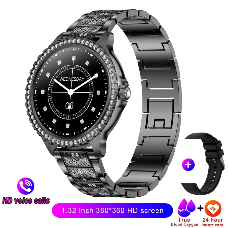 Xiaomi Mijia Women Smart Watch True Blood Oxygen 1.32Inch 360*360 HD Screen Diamond Bracelet Bluetooth Call Ladies