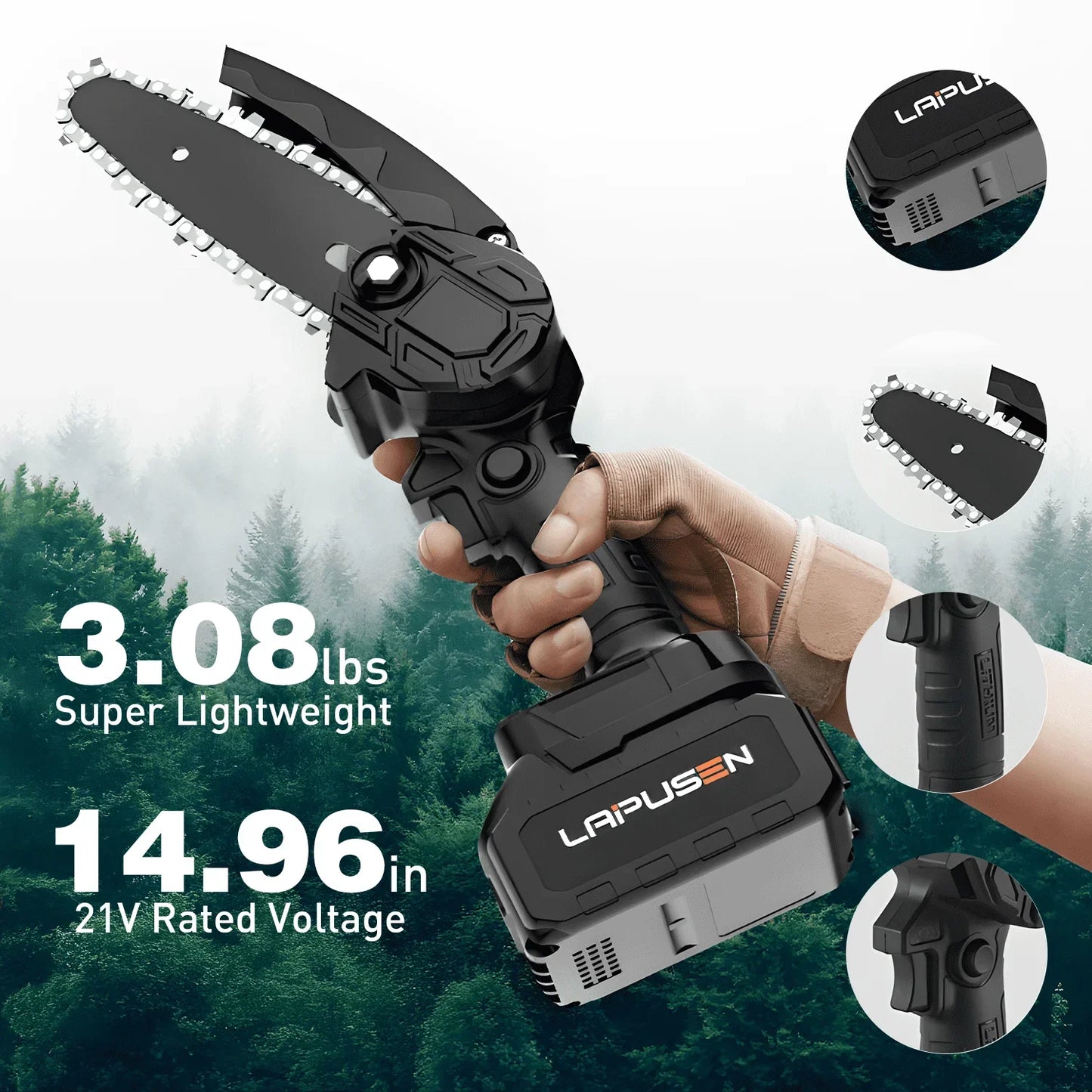 6-Inch Mini Chainsaw, Handheld Chainsaw for Cutting Wood, Trimming Trees and Laying Flooring