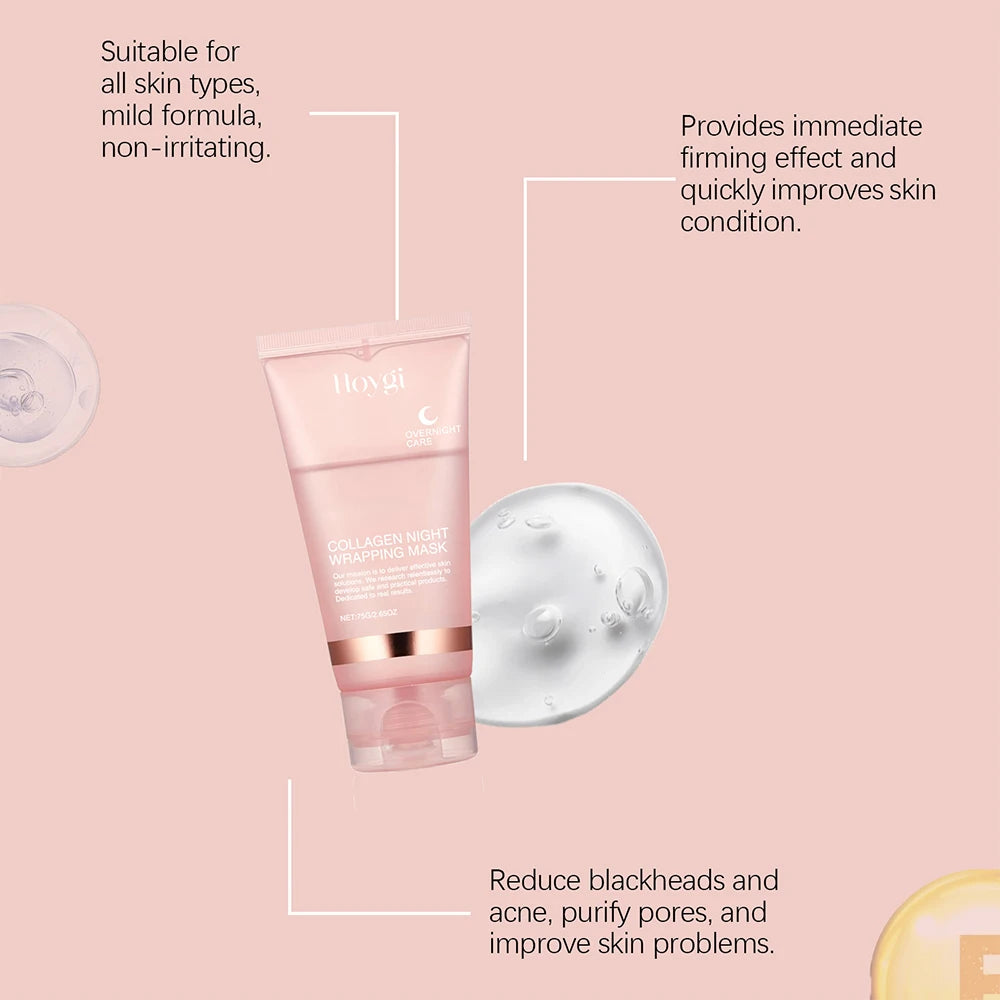 75g Collagen Peel Off Mask With Brush Pore Shrinking Blackhead Removal Oil Control Skin Rejuvenation Moisturizing Skin Care