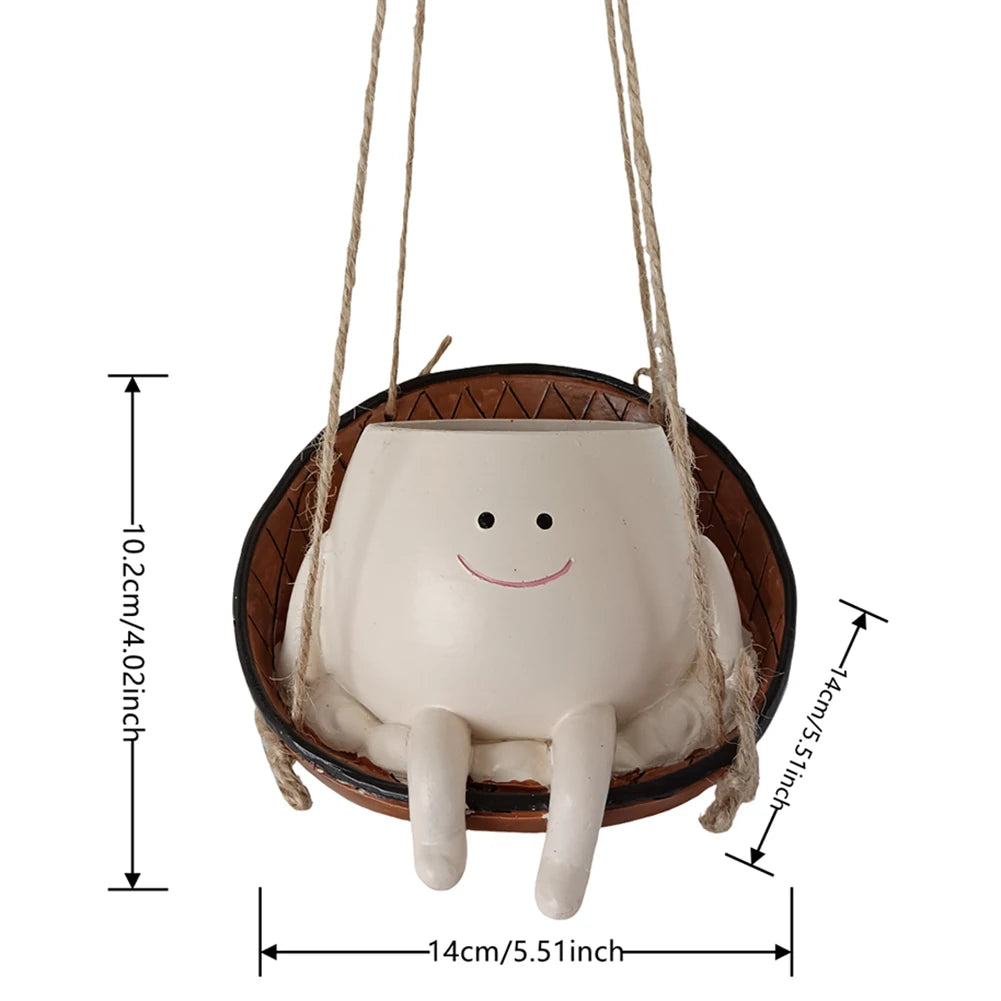 Face Head Planter Resin Smiling Face Planter Creative Wall Hanging Head Planter Multifunctional Home Garden Patio Accessories