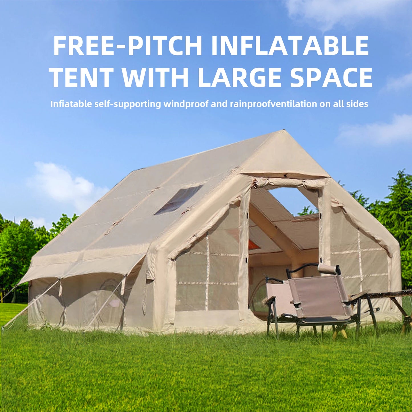 Large Inflatable Camping Tent With Hand Pump Easy Setup