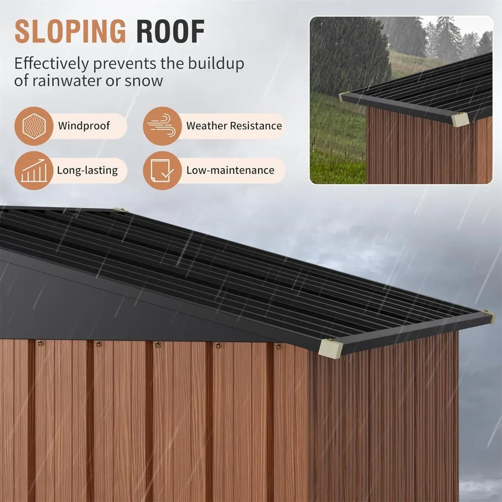 5x3 Ft Outdoor Metal Storage Shed With Floor And Lock Yard